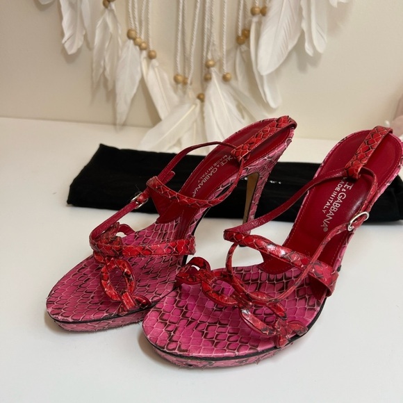 Dolce & Gabbana Python Sandals Size 37.5 - Picture 7 of 11